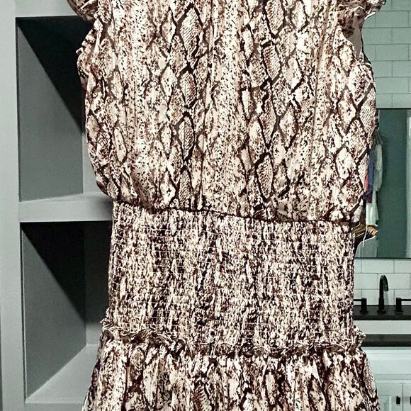 TCEC Snake Print Smocked Waist Mini Dress Size Large - Picture 2 of 12